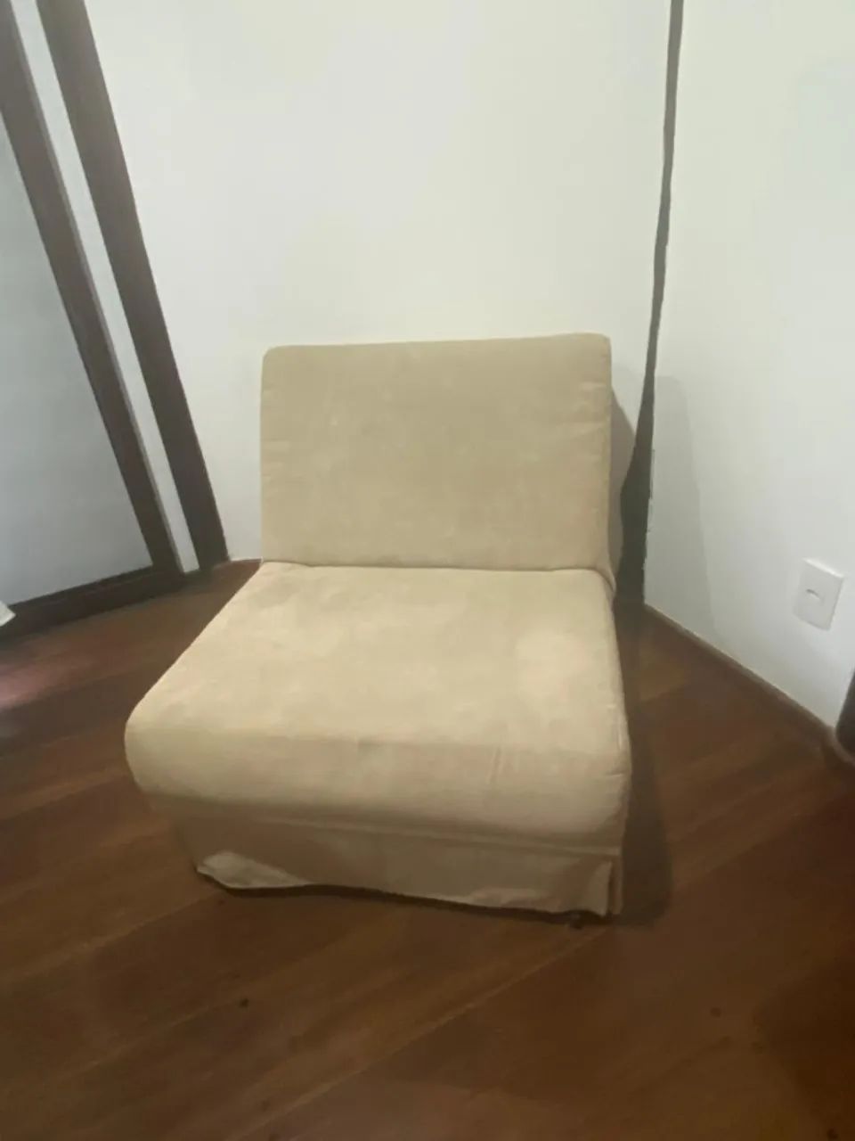 Poltrona/Cama Lafer solteiro - tecido camurça bege