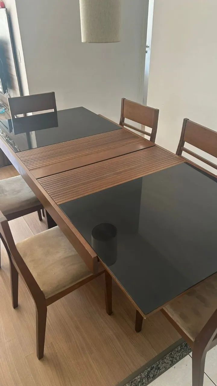 Mesa jantar retrátil com 6 cadeiras