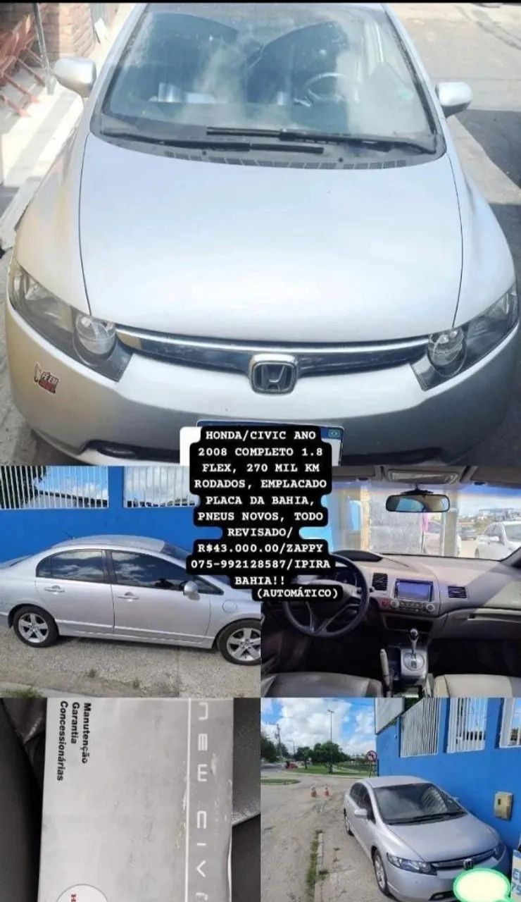 Honda Civic Civic Sedan LXS 1.8/1.8 Flex 16V Aut. 4p 2008