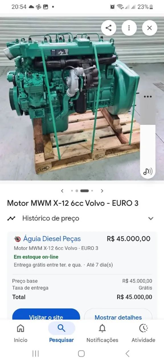 Motor volvo X 12 baixado 