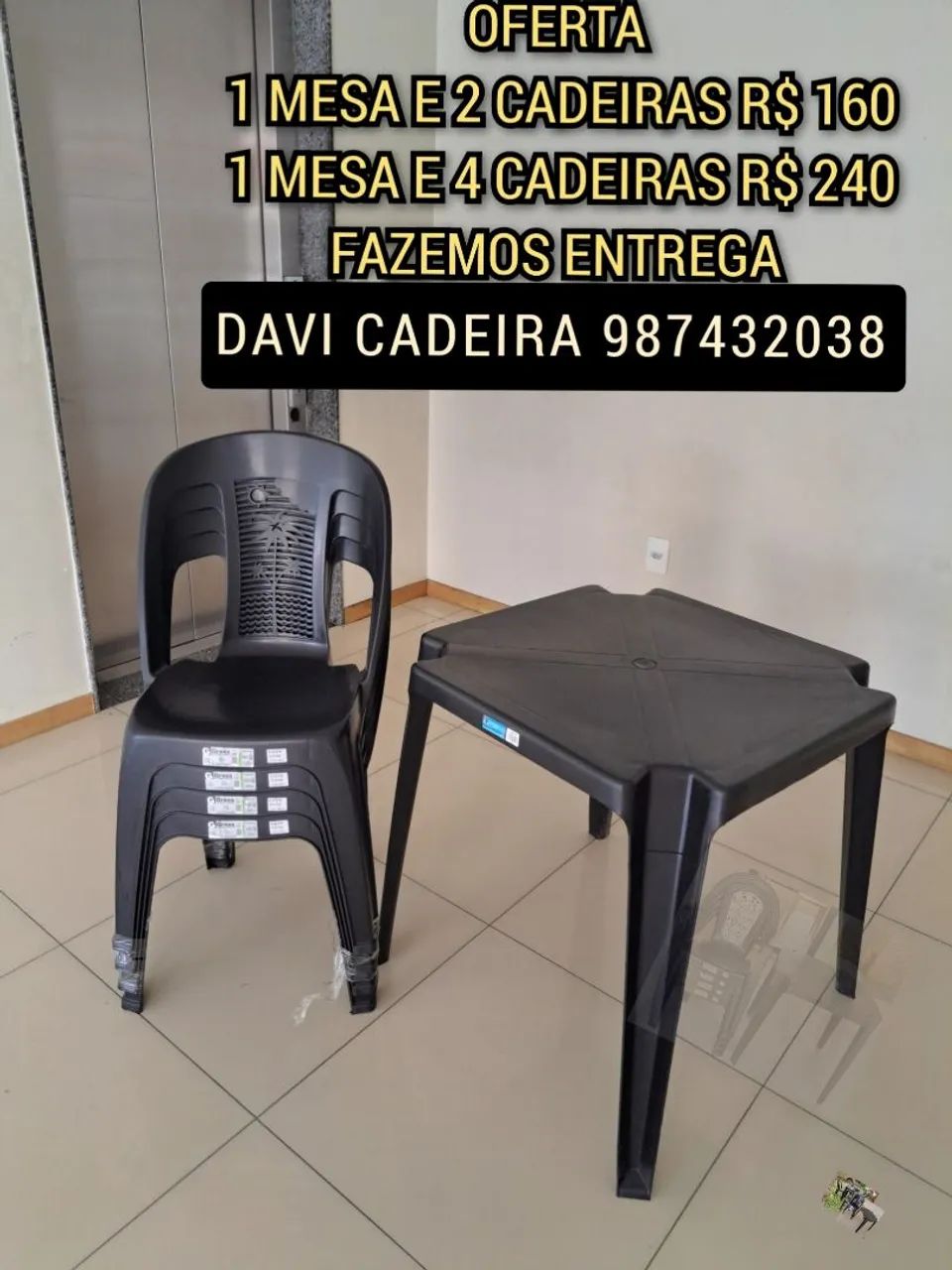 MESA MAIS CADEIRA DE PLASTICO JDYSM PARA QHA QUALQUER AMBIENTE 