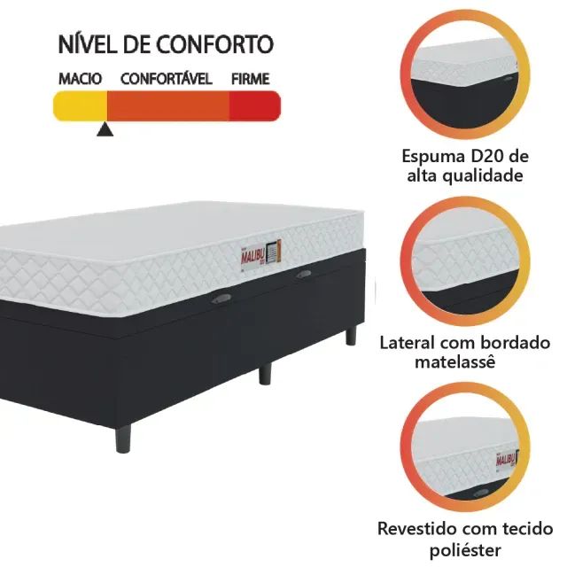 Colchão Casal D20 + Cama Base Baú Solteiro Malibu  - Foto 2