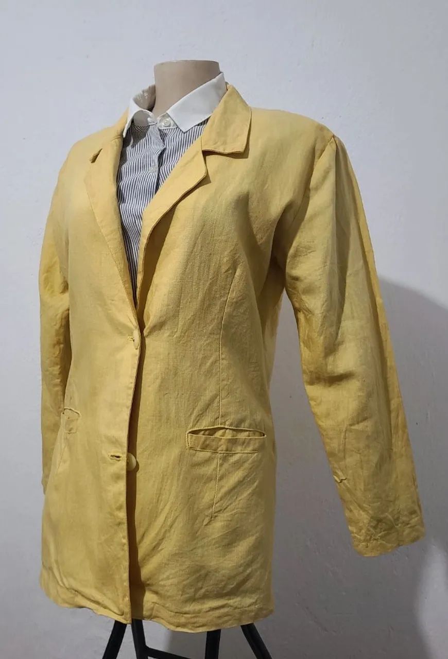 Blazer Slim Amarelo feminino tamanho G, bonito, elegante, confortável, design moderno.  - Foto 3