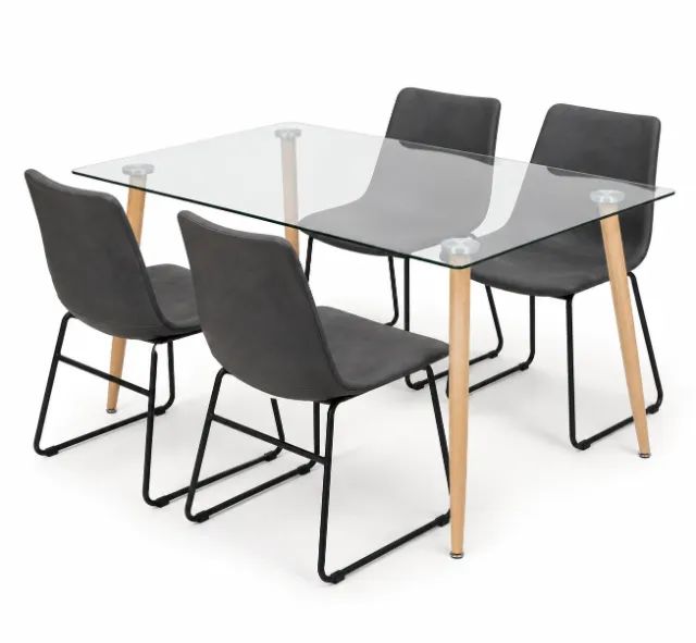 CONJUNTO 4 CADEIRA PES DE METAL E ESTOFADO COURO ECOLOGICO 