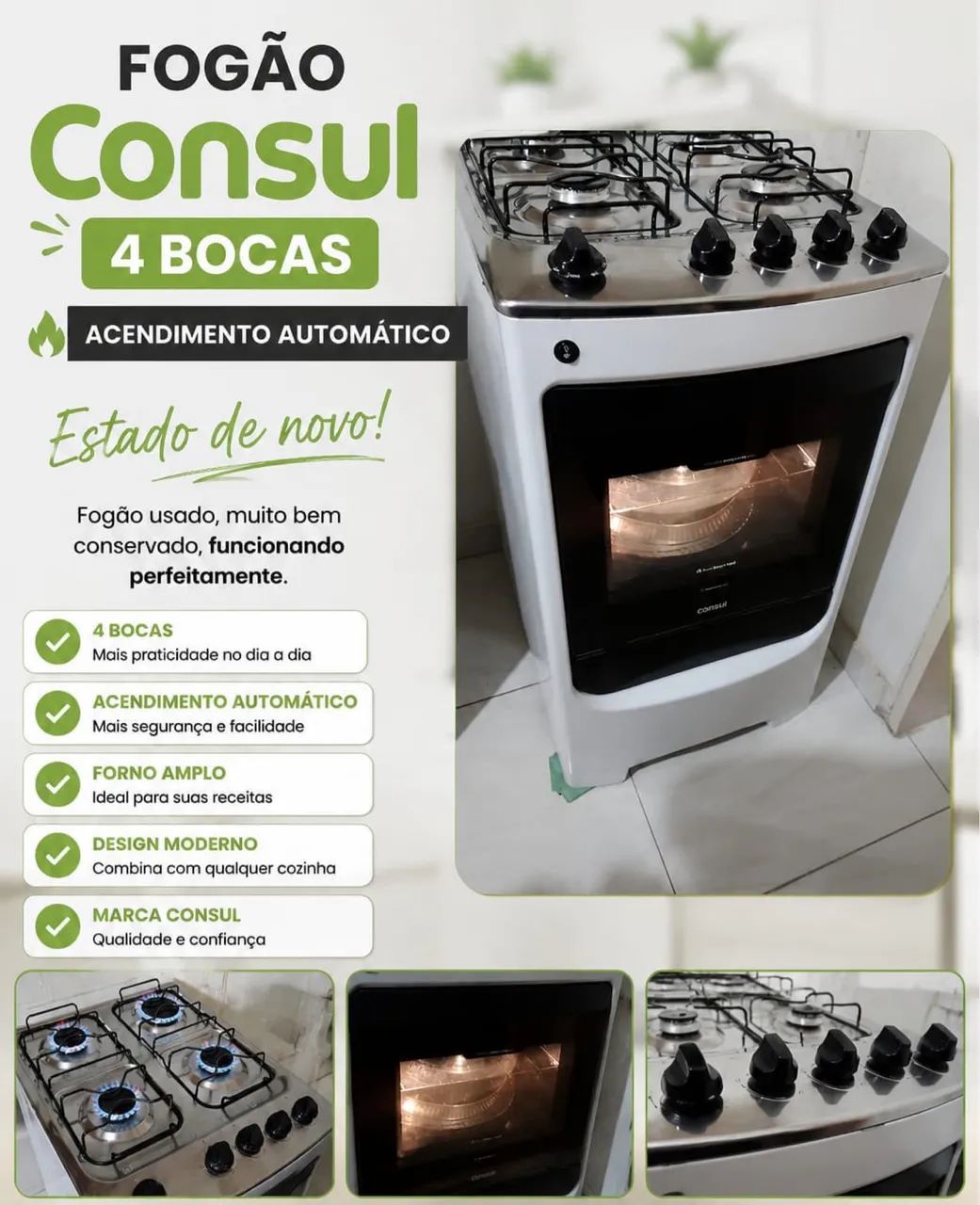 Fogão cônsul, 4 bocas 