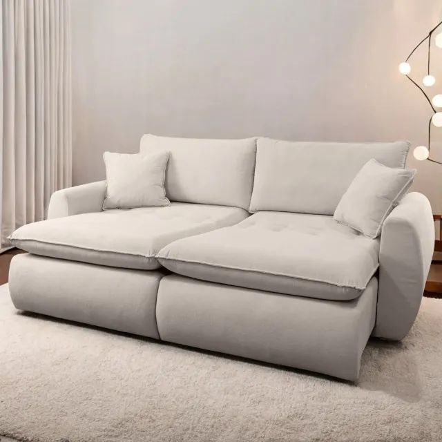 Sofá Retrátil Albany 2,40 Sem Caixa Boucle Produto Novo!! Pronta Entrega!!