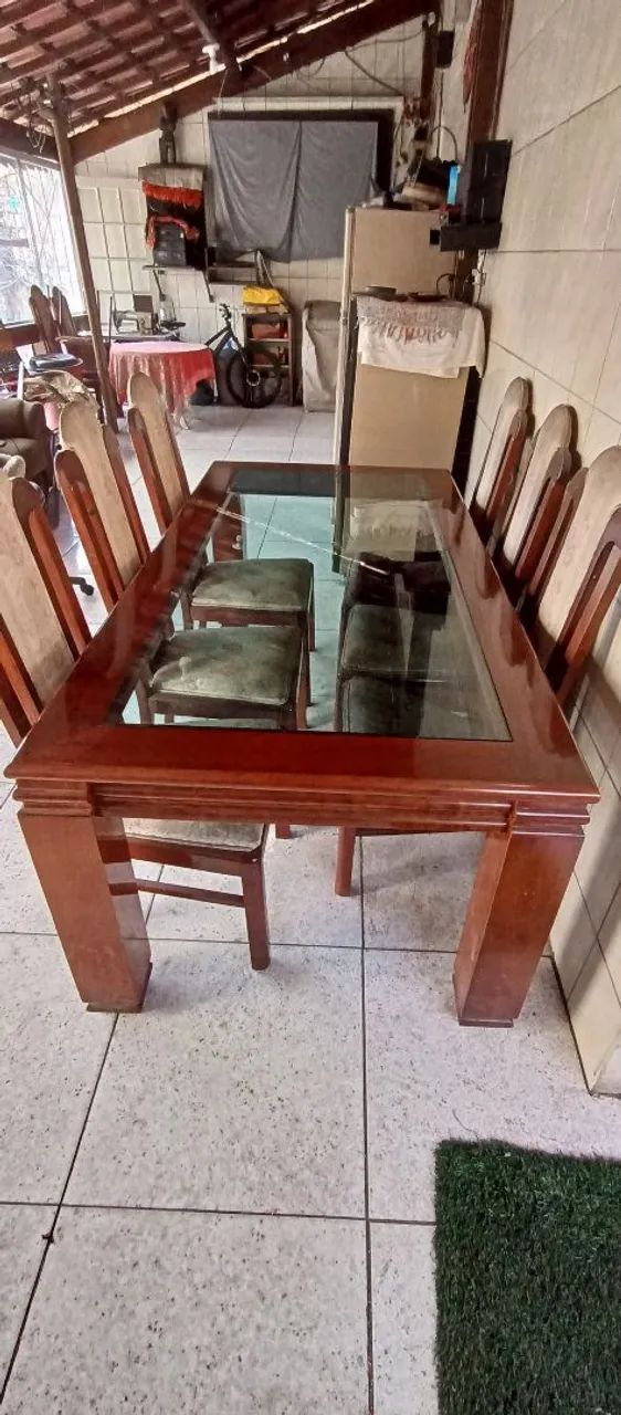 Mesa com 8 cadeiras,vidro maciço  - Foto 2