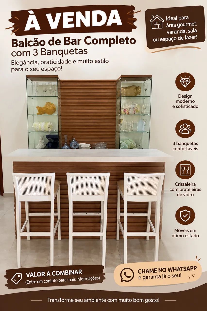 Vende-se balcão de bar completo 
