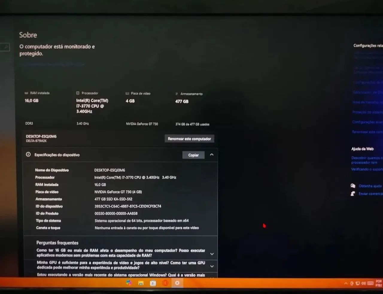 Pc gamer Intel I7 3.4 GHz SSD de 480gb 16gb Ram placa de vídeo de 4gb geforce gt 730 - Foto 2
