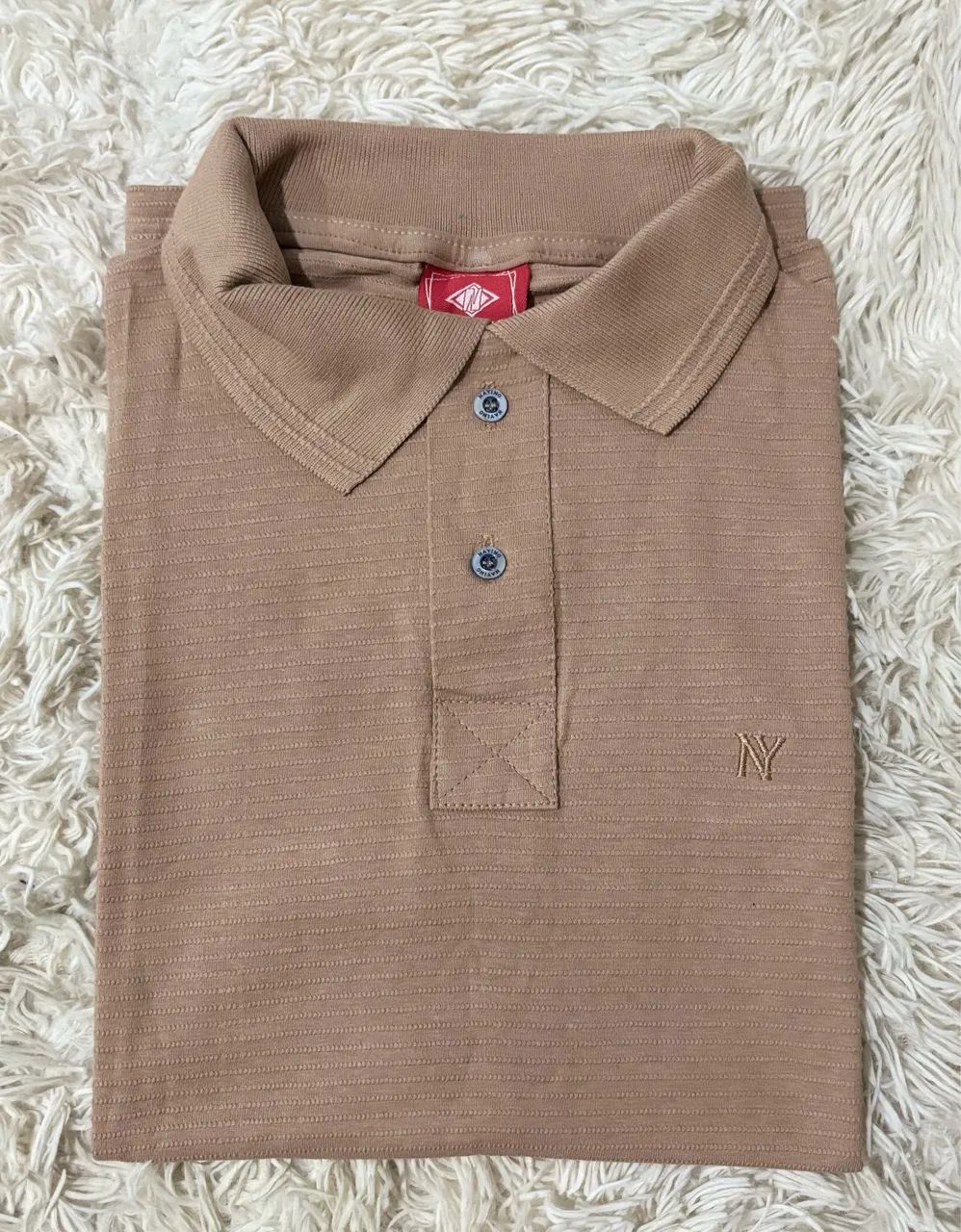 Camisa Polo Texturizada Bege 