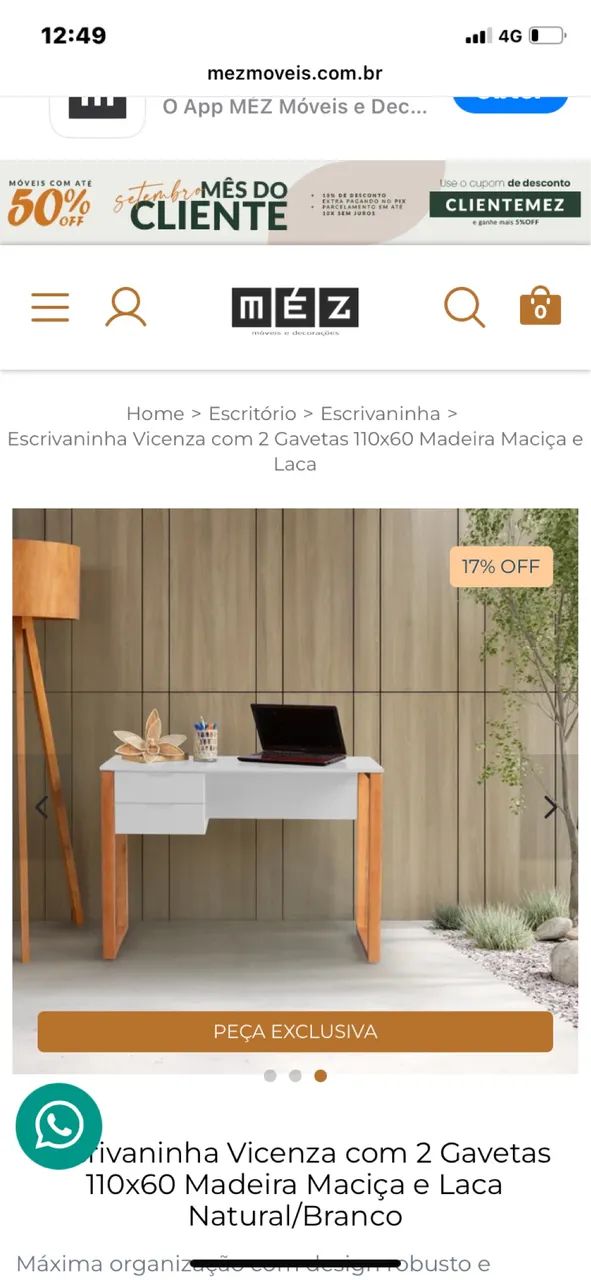 Escrivaninha MEZ com 2 gavetas - Foto 2