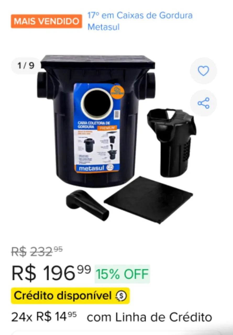 Promoção Vendo (2) caixa de gordura e caixa de água pluvial 