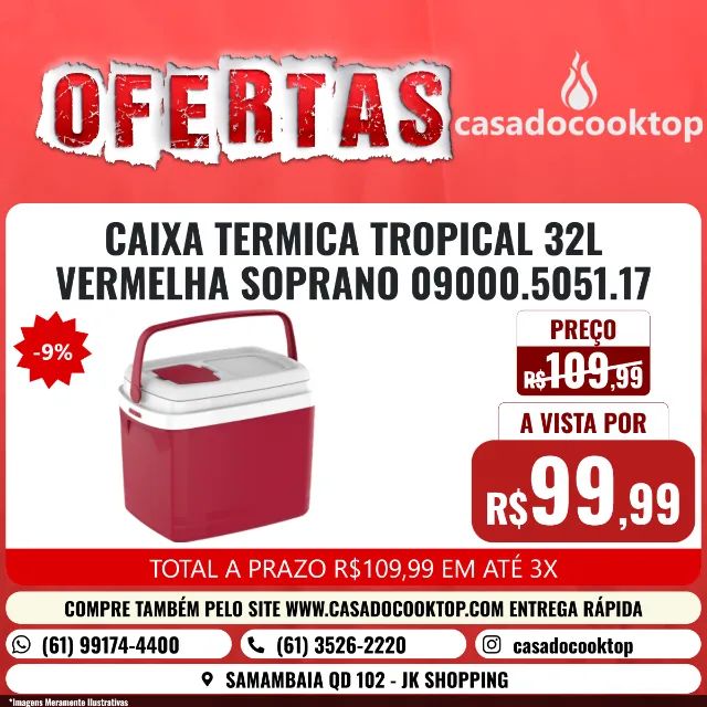 CAIXA TERMICA TROPICAL 32L VERMELHA SOPRANO 09000.5051.17