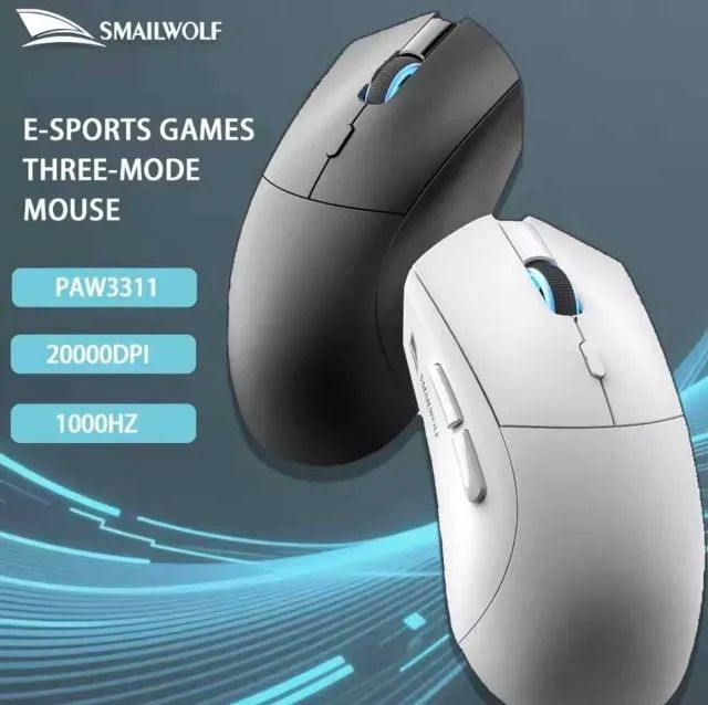 Mouse Sem Fio SmailWolf Branco PAW3311 20000 DPI - Foto 3