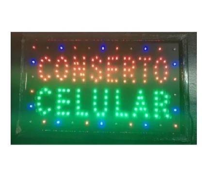 Placa de Led Conserto Celular Letreiro Luminoso Led Piscando Tecnicos Celular 50x25cm 110v - Foto 2