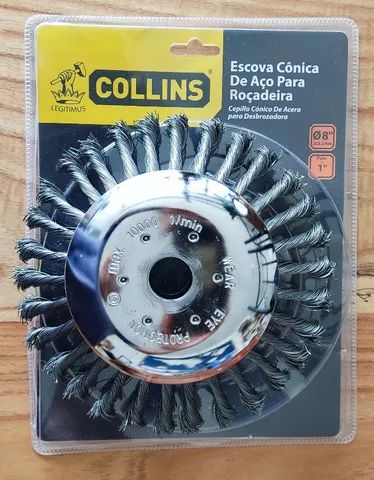 Escova Cônica de Aço Collins para Roçadeira 8" 
