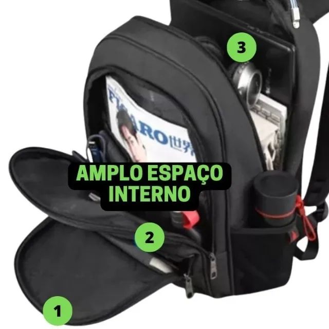 Mochila Bolsa Reforçada Notebook Impermeável Unisex Top - Foto 3