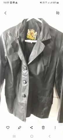 Blazer de couro preto