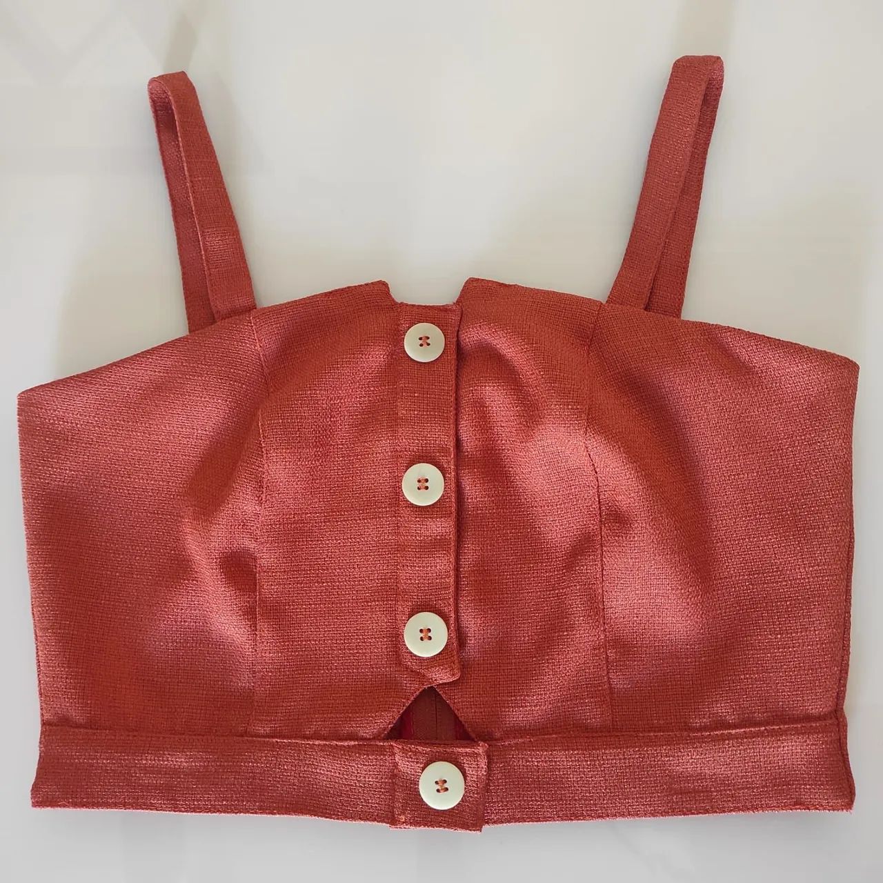 Top cropped de linho - cor terracota/ leia a descrição
