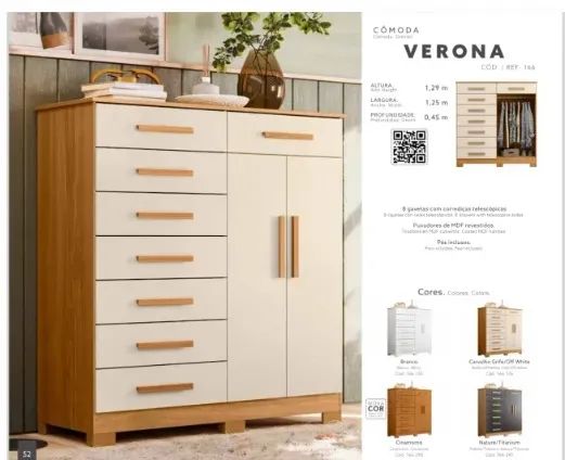 Cômoda 2 Portas 8 Gavetas Albatroz