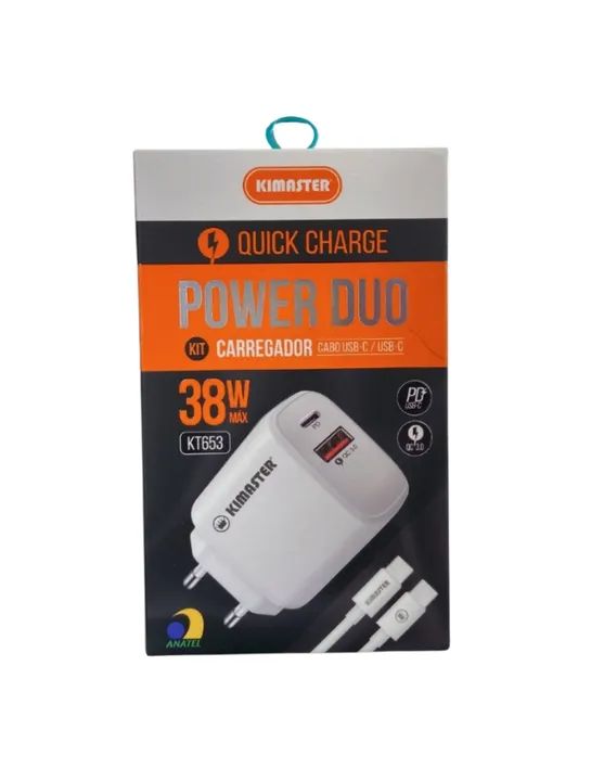 Kit Carregador Turbo Usb e Usb C + Cabo Tipo C T110CC - Kimaster  cod: 3860