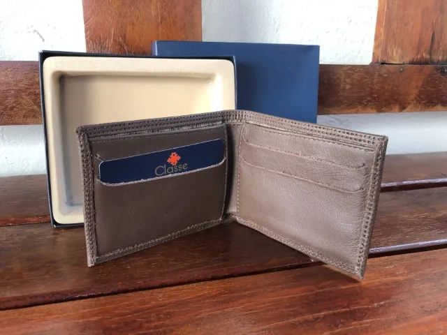 Carteira Masculina Porta Cartão Classe Couro Elegante M215 Marrom Café