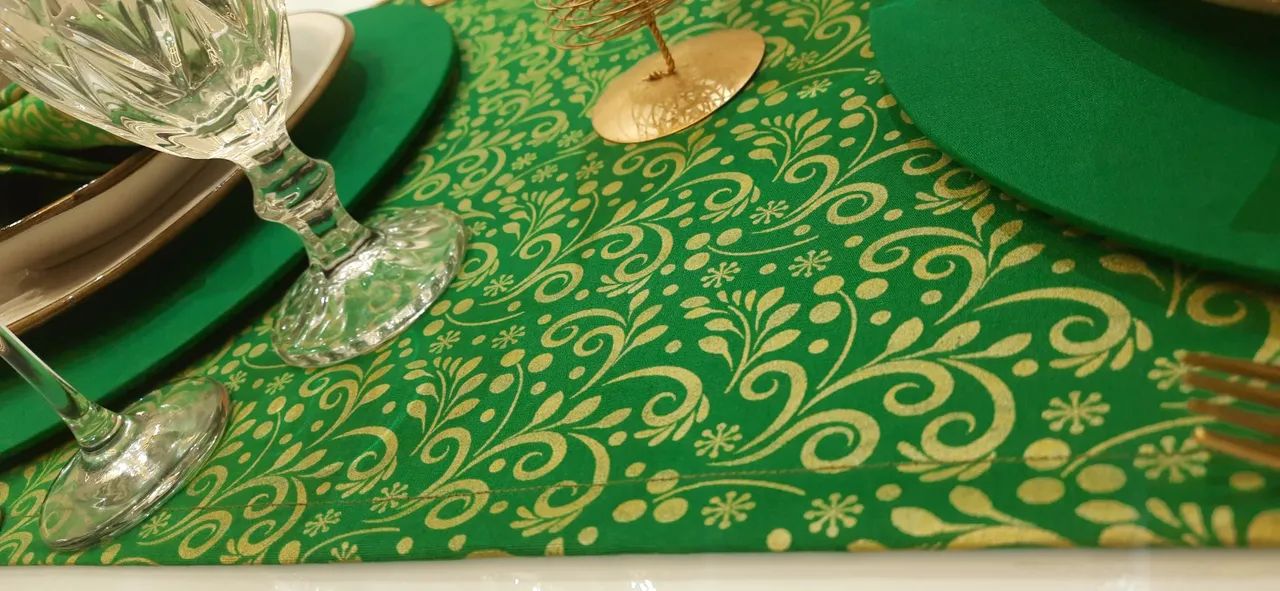 Jogo Americano Natalino - Verde e Dourado - Foto 6