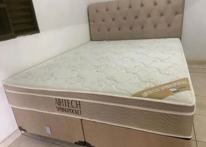 cama box casal ortobom base + colchão
