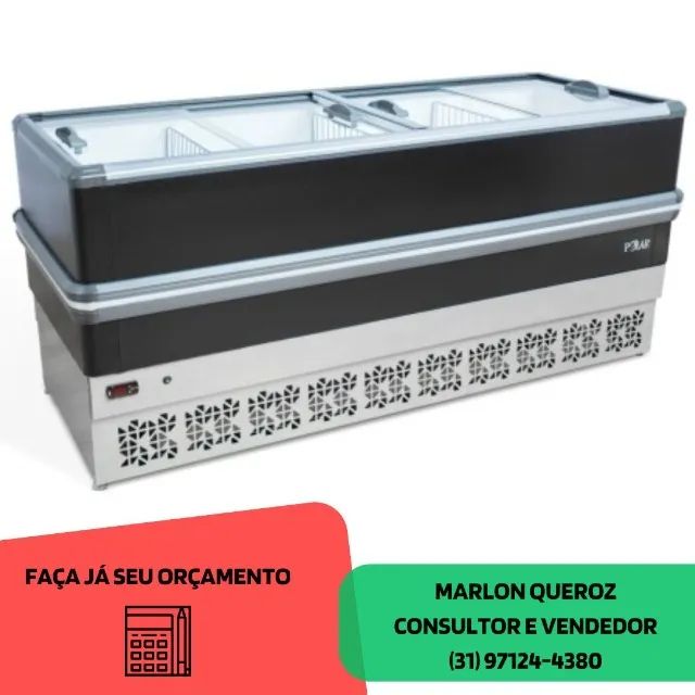 Ilha de Congelados Polar Dupla Ação Vidro Reto 2M LIGHT 
