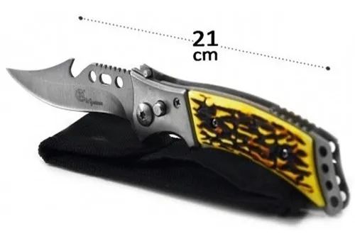 Canivete Automático Pesca Camping Escoteiro Trilha C/ Bainha 21cm - Foto 2
