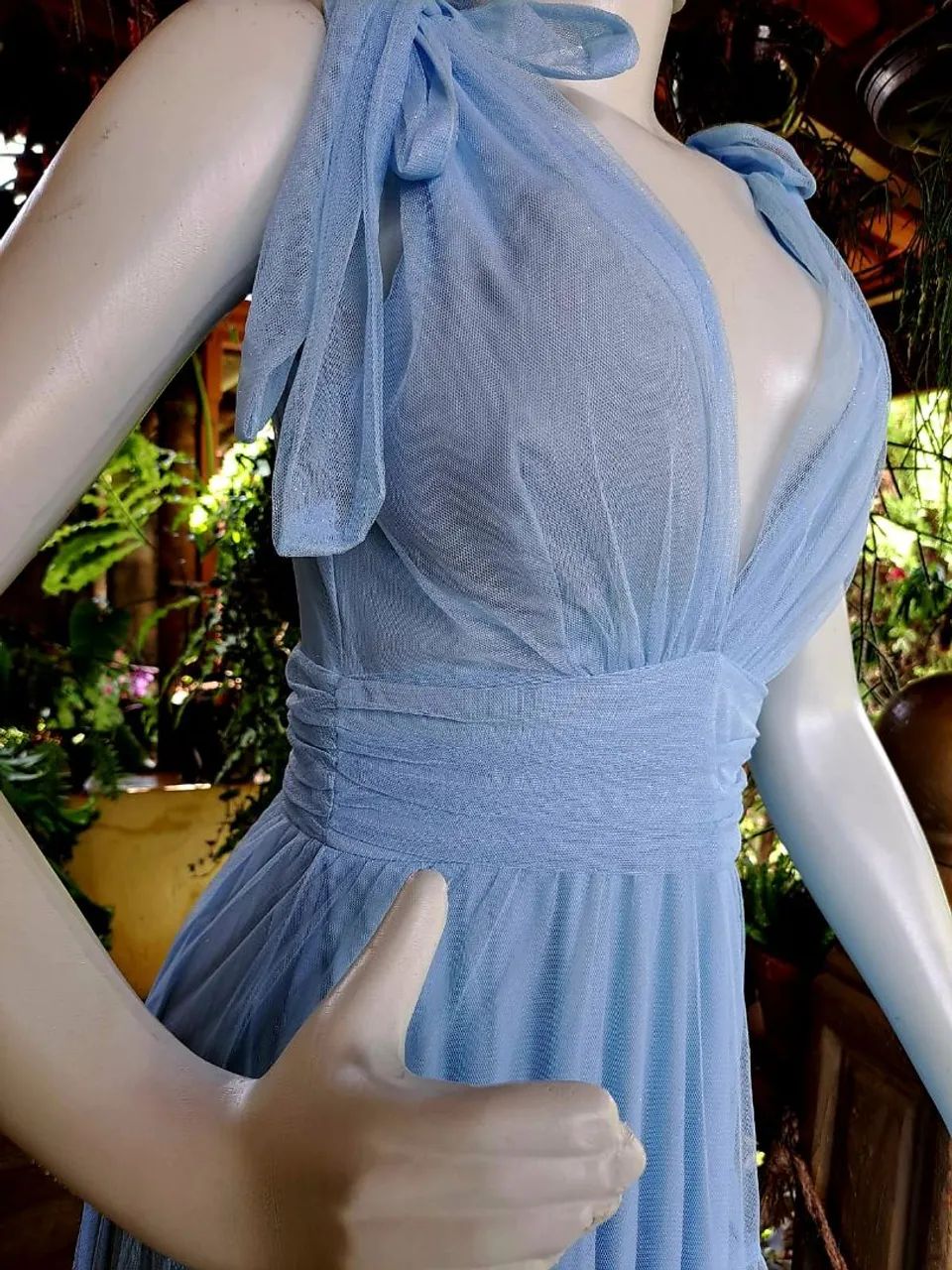 Vestido Azul Claro de Tule com brilho8