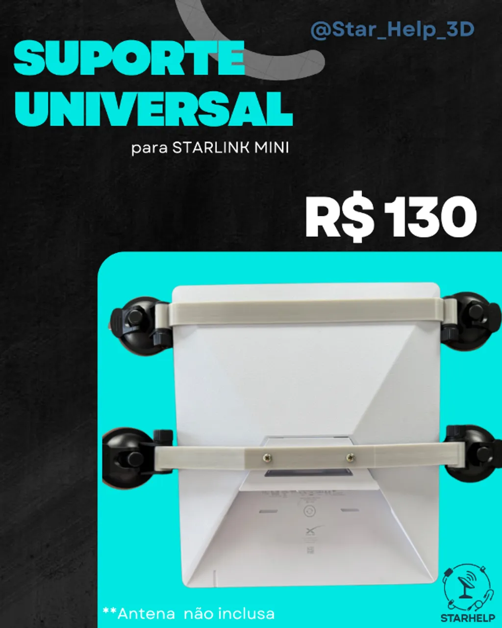 Suporte para Starlink Mini com 4 ventosas