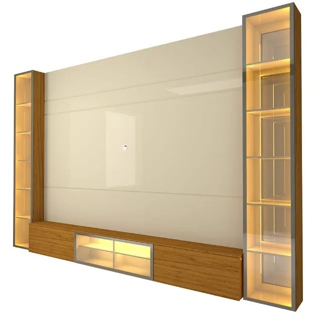 Home com Vidro Reflecta 2,93m 100% MDF com Led e Espelho - P/ TV's até 85" - Foto 3