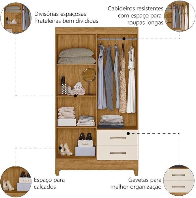 Guarda roupa fortaleza 4 portas e 2 gavetas  - Foto 3