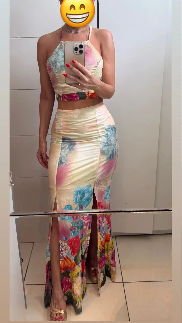 Conjunto estampado de saia sereia tamanho P  - Foto 2