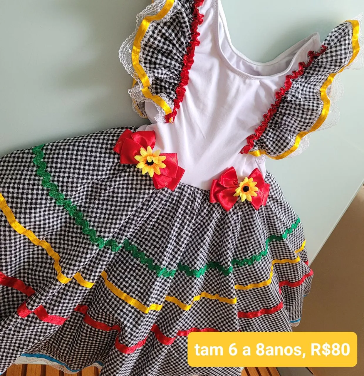 Vestido Infantil Junino Tam 6 a 8 Anos