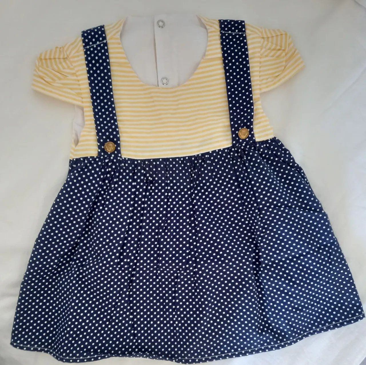 Vestido Infantil Jardineira Poá