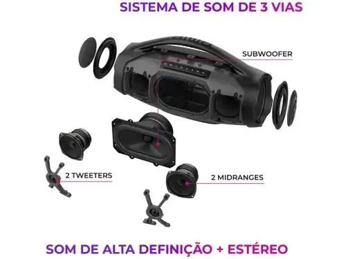 Caixa de Som Aiwa Boombox Plus 200W Bluetooth - Lacrada NF - Foto 4