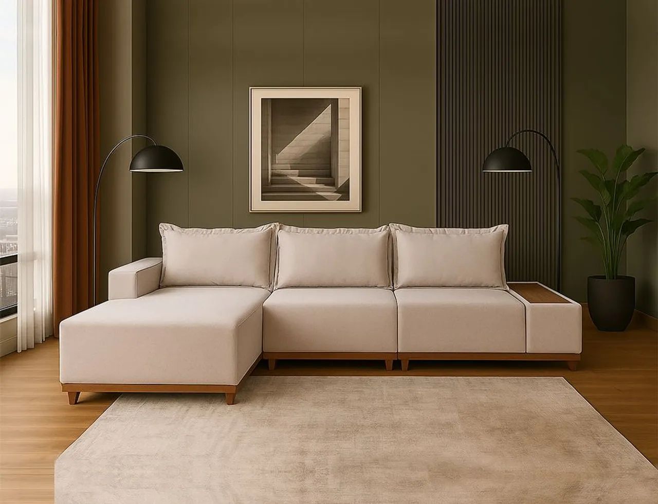 Sofá Living suíça com chaise 2,90 linho - Foto 3