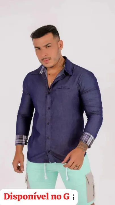 Camisa Jeans Manga Longa Masculina  - Foto 5