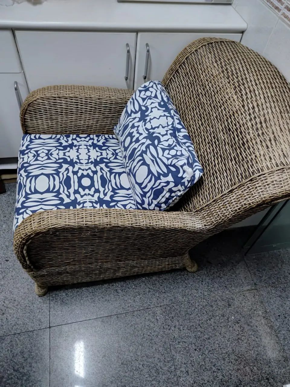 Poltrona de fibra natural com almofadas para áreas externas - Foto 2