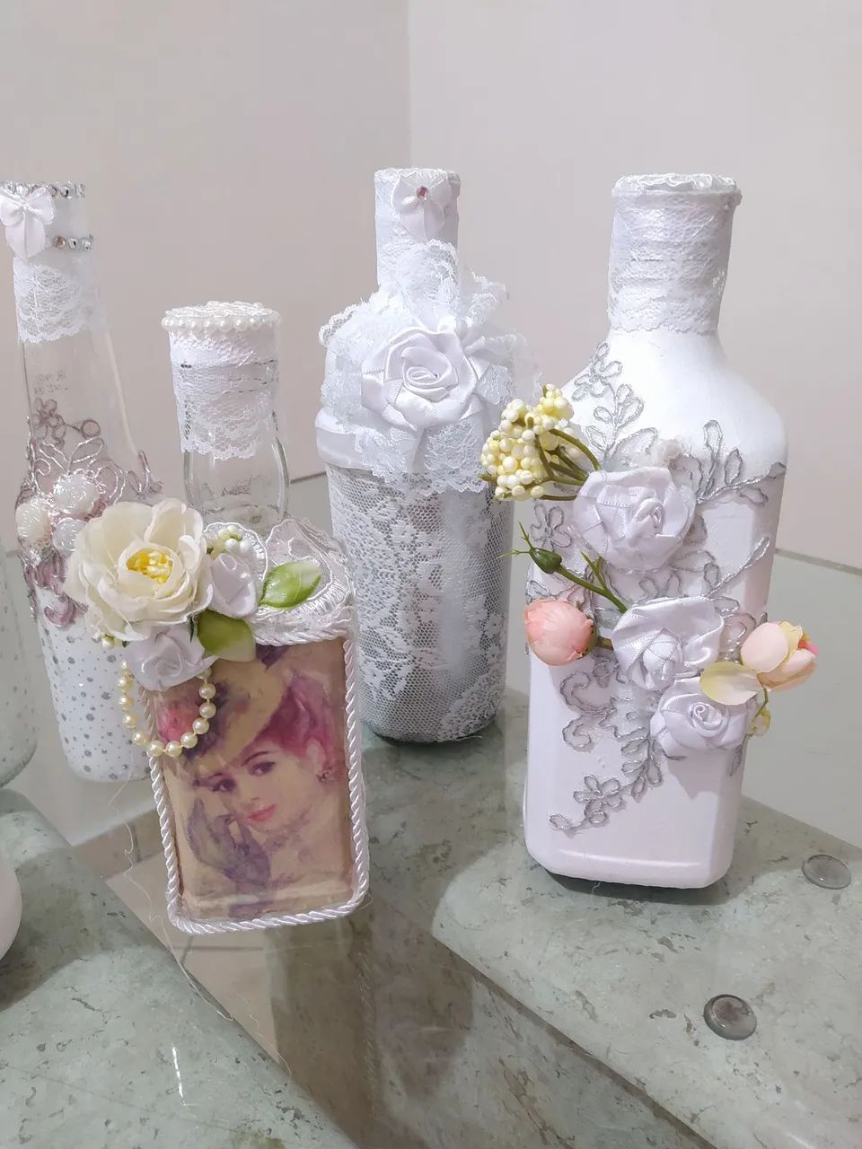 6 Garrafas Decoradas para Casamento + um champagne decorado  - Foto 5