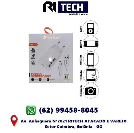 Kit Carregador Tipo C Celular Tablet Carga Rápida Fonte e Cabo 