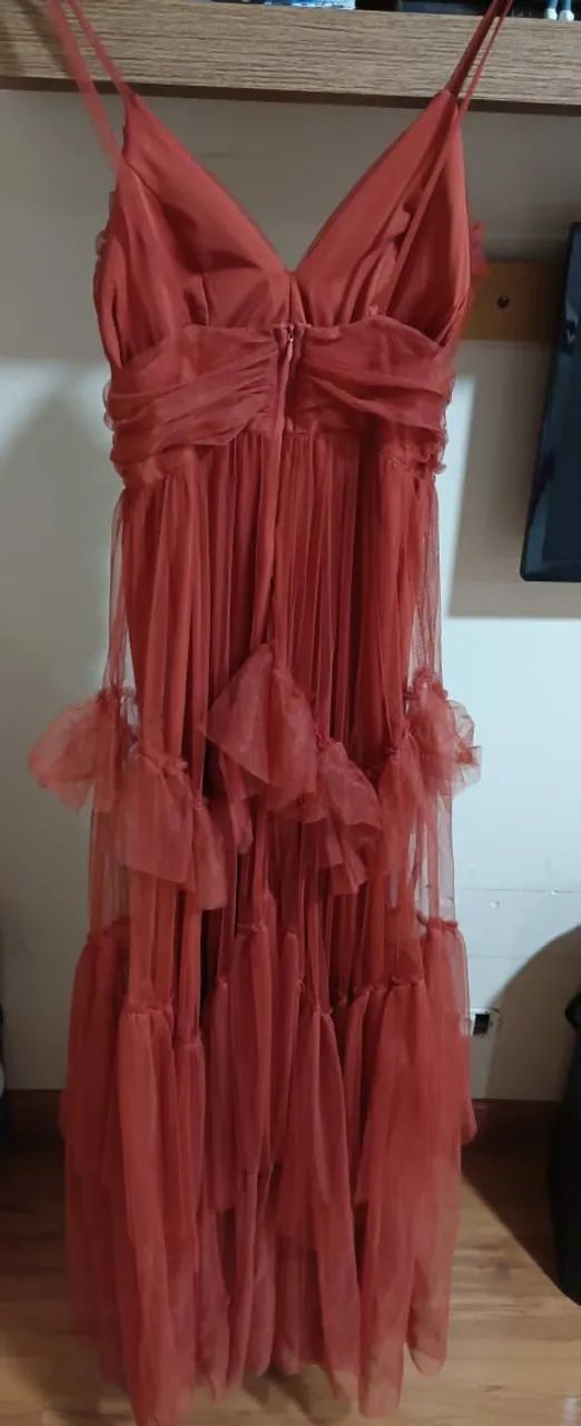 Vestido festa terra cota,