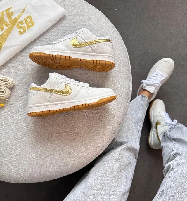 Nike Sb Dunk low Branco/Ouro Feminino Premium - Foto 3