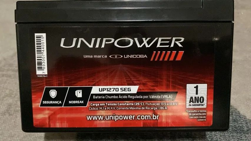 Bateria Unipower 12V 7A Selada Para Nobreak  - Foto 4