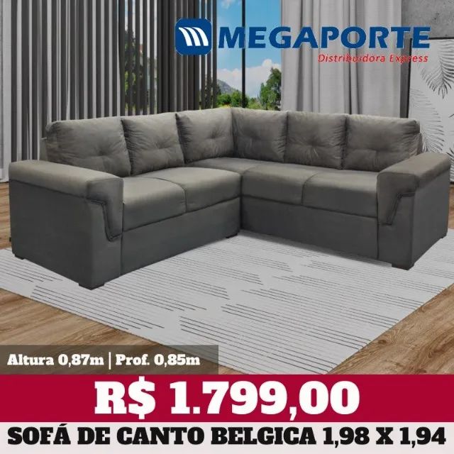 Sofá de Canto em L com 6 Almofadas (Novo) Entrega Grátis!  - Foto 3