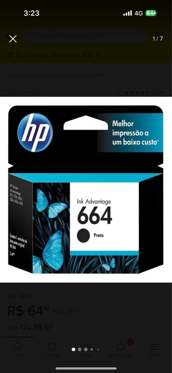 Cartucho HP 664