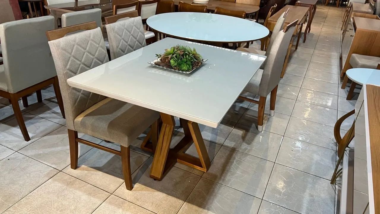 Mesa de Jantar Moderna com 4 Cadeiras completa de madeira  - Foto 2