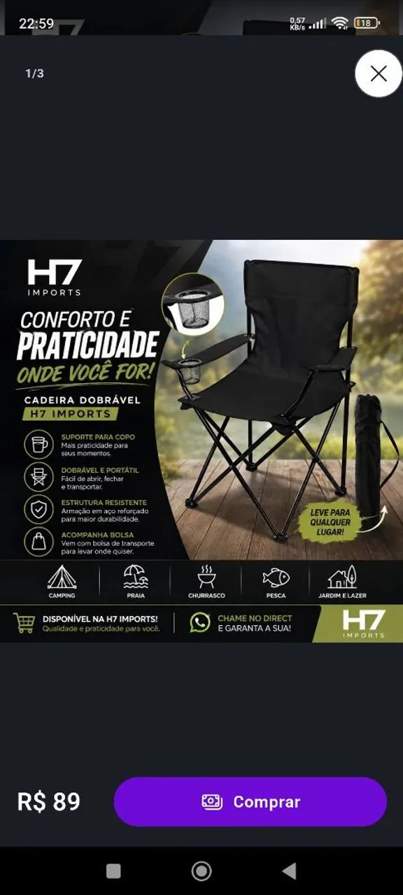 Cadeira de praia e camping